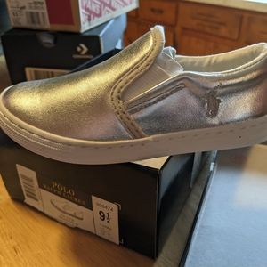 Silver ralph lauren toddler slip ons